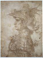 Leonardo da Vinci. Bust of a warrior, c1475. Silverpoint on cream prepared paper, 28.7 x 21.1 cm. © The Trustees of the British Museum.