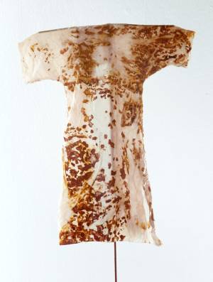 Silvia Hatzl. The visible and the Invisible (detail), 2012. Silk rust and animal intestine, 90 x 35 x 10 cm. Courtesy Rosenfeld Porcini.