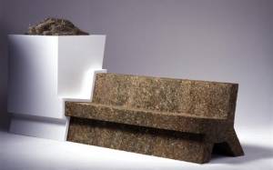 Droog Design <em>Garden Bench</em>. Jurgen Bey, 1999. Hay, resin, MDF. Collection Droog Design. Photo: Marsel Loermans.