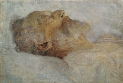 Gustav Klimt. Old Man on Death Bed, 1899. Oil on millboard, 30.4 x 44.8 cm. © Belvedere, Vienna.