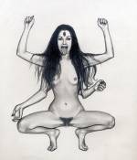 Penny Slinger. Kali (The artist as Kali) (Sexual Secrets), 1979. Pencil on paper, 10.75 x 9.5 in. Courtesy Blum and Poe Gallery. © Penny Slinger.