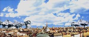 Buildings 
            hovering over Vienna. Hans Hollein, 1966.