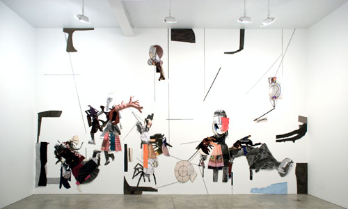 Sally Smart. Flaubert’s Puppets, 2011. Installation view, Postmasters Gallery New York. Mixed media 450 cm x 800 cm. Courtesy the artist, Postmasters Gallery, New York.