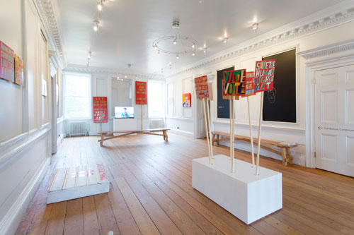 Bob and Roberta Smith. Art Is Your Human Right: The Artistic Campaigns of Bob and Roberta Smith, 16 October 2015 – 31 January 2016. Installation view (1). Courtesy Bob and Roberta Smith. Photograph: Nicola Tree.