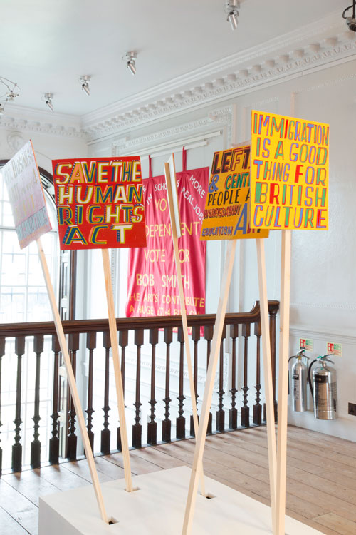 Bob and Roberta Smith. Art Is Your Human Right: The Artistic Campaigns of Bob and Roberta Smith, 16 October 2015 – 31 January 2016. Installation view (2). Courtesy Bob and Roberta Smith. Photograph: Nicola Tree.