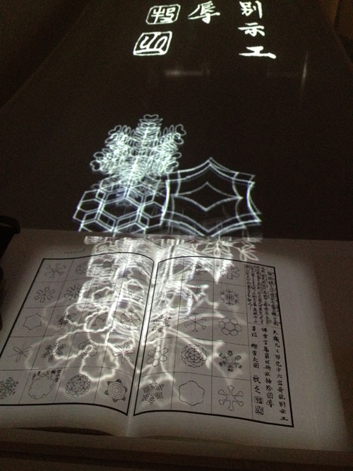 Takahiro Matsuo. Light Book, 2014. Projector, book, 1.2 x 8 x 4m.