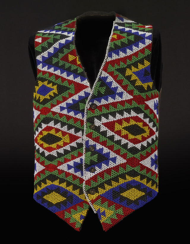 Zulu beaded waistcoat, glass and wool, South Africa, made before 1987. © The Trustees of the British Museum.