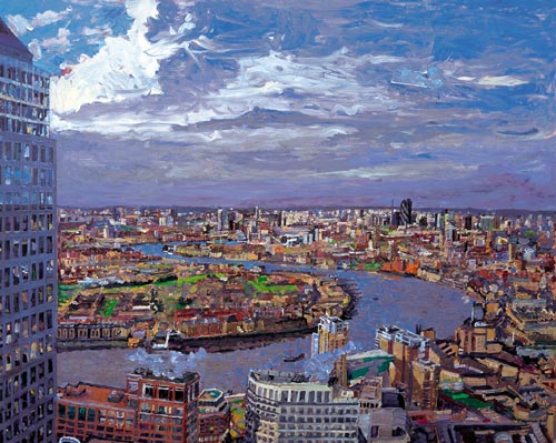 Peter Spens. <em>Morning, the City from HSBC</em>, 2005, oil on canvas.