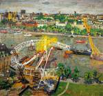 Peter Spens. <em>The London Eye under construction</em>, 1999, oil on canvas.