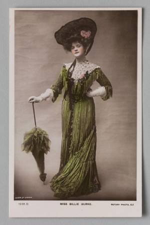 Postcard of Billie Burke, c1907, published by Dover Street Studio (English, active c1906–12). Hand-coloured photograph. Private collection. Photograph: Bruce White.