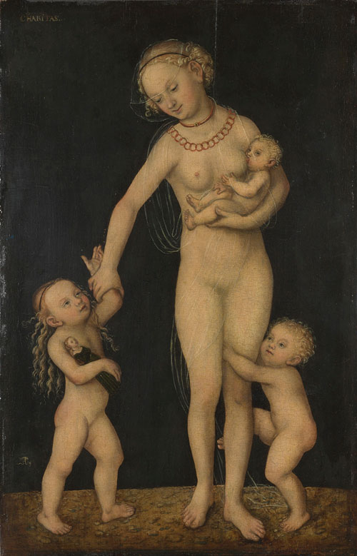 Lucas Cranach the Elder (1472-1553). Charity, 1537-50. Oil on beech. The National Gallery, London. © The National Gallery, London.