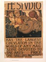 Poster for The Studio by Sir Frank Brangwyn (1867-1947). Lithograph in colour, 79.3 x 54.1 cm. Page 4 of Studio International Special Centenary Number, Vol 201 No 1022/1023, High Art and Low Life: The Studio and the fin de siécle. © Studio International.