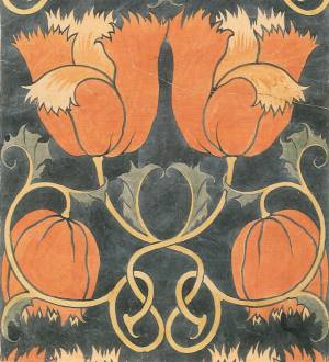 Studio International Special Centenary Number, Vol 201 No 1022/1023, page 12. Charles Francis Annesley Voysey (1857-1941), Tulips, c1888 (detail). Design for printed velveteen, 80 x 40 cm. © Studio International.
