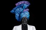 Majorelle blue silk taffeta turban, Yves Saint Laurent. Photo: Allen Cooley for SCAD.