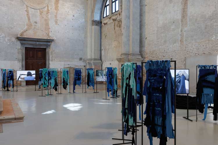 Verena Melgarejo Weinandt, Weaving Connections, 2026. Exhibition view, Tide of Returns, Ocean Space, Venice. Commissioned and produced by TBA21–Academy. Photo: Jacopo Salvi.
