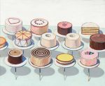 Wayne Thiebaud, Cakes, 1963, Oil on canvas, 152.4 x 182.9cm. National Gallery of Art, Washington, D.C. © Wayne Thiebaud / VAGA at ARS, NY and DACS, London 2025. Image: Courtesy National Gallery of Art, Washington.