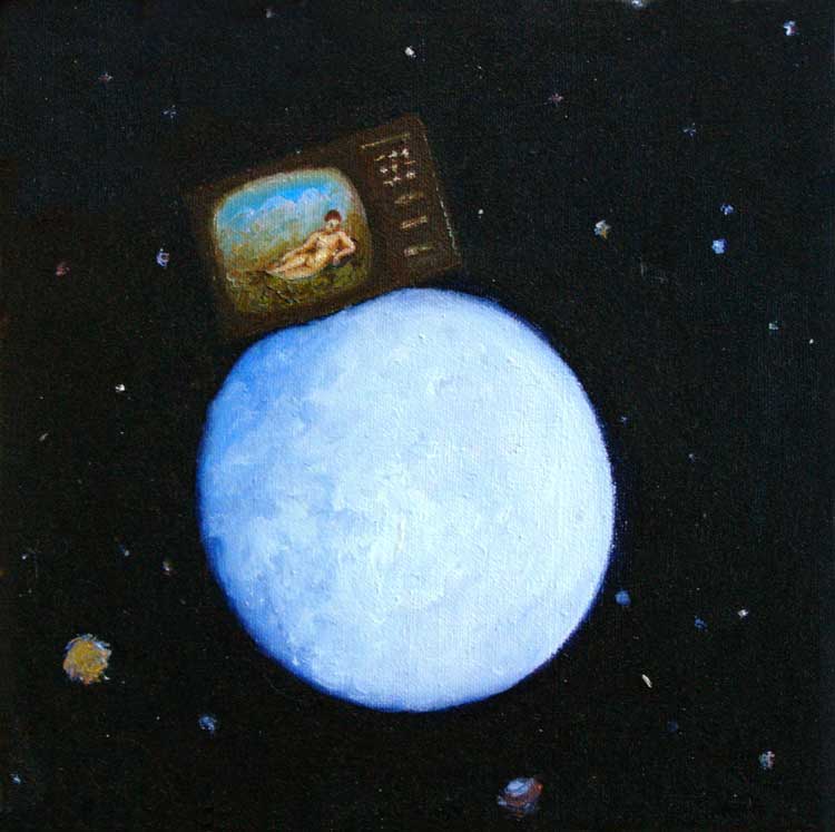 Suzanne Treister, Venus on TV on the Moon, 1986. Copyright The Artist, courtesy Annely Juda Fine Art, London and P·P·O·W Gallery, New York.