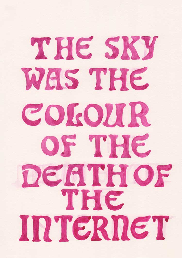 Suzanne Treister, SURVIVOR (F)/The Sky Was The Colour Of The Death Of The Internet_01, 2016-19. Image copyright The Artist, courtesy Annely Juda Fine Art, London and P·P·O·W Gallery, New York.
