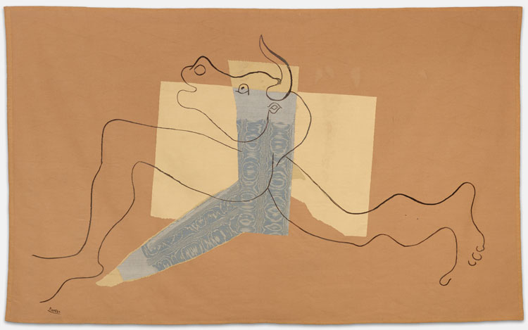 Pablo Picasso, Tapestry Le Minotaure 1935, made after a work by Pablo Picasso dated 1928. Wool and silk tapestry, woven in Aubusson. Donated by Marie Cuttoli in 1950. Musée Picasso, Antibes. Photo © François Fernandez © Succession Picasso / DACS, London 2025.