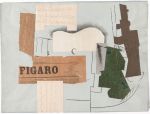 Pablo Picasso, Bottle of Vieux Marc, Glass, Guitar and Newspaper, 1913. Tate: Purchased 1961. © Succession Picasso / DACS, London 2025.