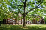 Serpentine Pavilion, 2025, A Capsule in Time, designed by Marina Tabassum, Marina Tabassum Architects (MTA). Exterior view. © Marina Tabassum Architects (MTA), Photo: Iwan Baan, Courtesy, Serpentine.