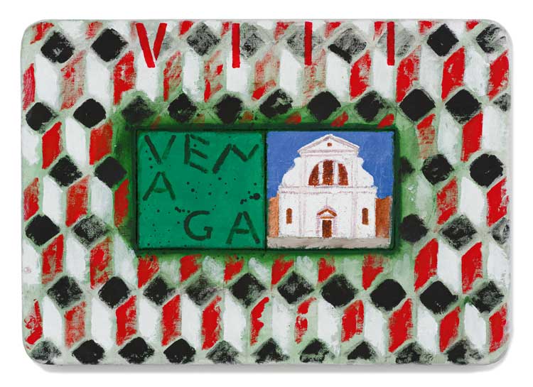 Joe Tilson, The Stones of Venice San Trovaso, Venaga, 2014. Acrylic on canvas on wood relief, 60 x 85 cm. Marlborough Gallery, London. Page 181 in book. © Joe Tilson. All Rights Reserved, DACS 2023.