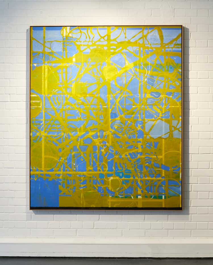 Matthew Burrows. Gatescape, 2019. Oil on board, 180 x 149 cm.