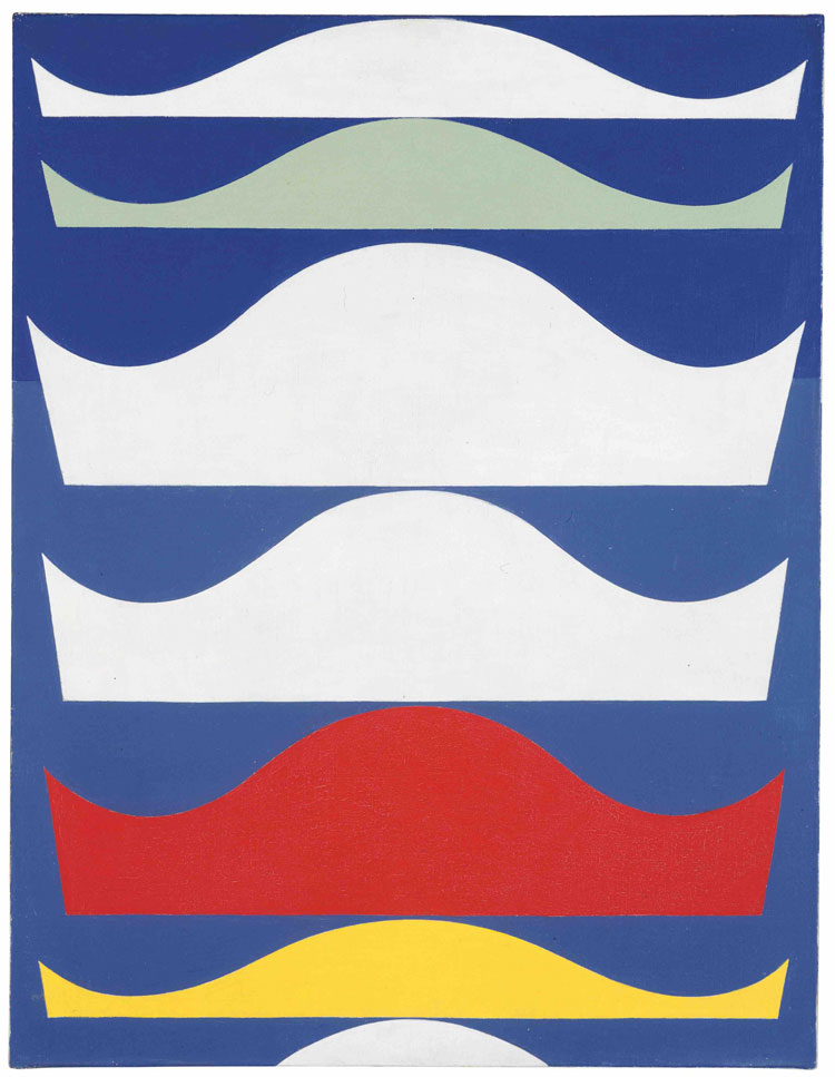 Sophie Taeuber-Arp. Colored Gradation, 1939. Oil on canvas, 25 1⁄2 x 19 11⁄16 in (64.8 x 50 cm). Kunstmuseum Bern. Gift of Marguerite Arp-Hagenbach.