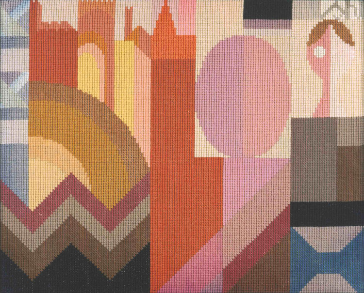 Sophie Taeuber-Arp. Embroidery, c1920. Wool on canvas, 12 5⁄8 x 15 3⁄4 in (32 x 40 cm). Private collection, on loan to the Fondation Arp, Clamart, France.