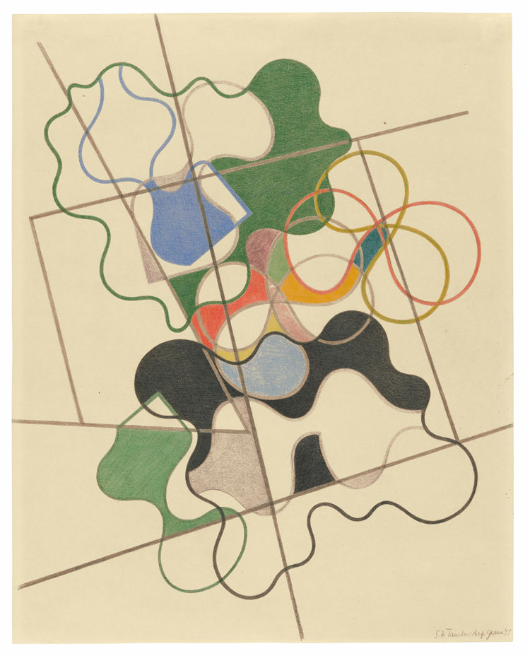 Sophie Taeuber-Arp. Geometric and Undulating, 1941. Crayon and graphite on paper 49.2 x 39.2 cm. Museo d’arte della Svizzera italiana, Lugano, Switzerland. Collection Cantone Ticino.