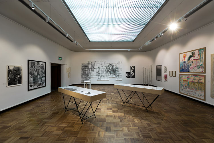 Trinity Buoy Wharf Drawing Prize 2020, installation view Cooper Gallery. 2020. Photo: Eoin Carey. Courtesy Cooper Gallery DJCAD and Trinity Buoy Wharf Drawing Prize.