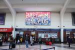 Mark Titchner. No them only us, 2016. Animation. Installation view, Blackpool North Station, 2018.