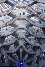 Looking into Thomas Heatherwick's Vessel at Hudson Yards, 150 feet high and 150 feet wide at the top. Photo: Miguel Benavides.