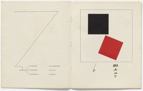 El Lissitzky. Pro dva kvadrata (About Two Squares) by El Lissitzky, 1920. Printed by E. Haberland, Leipzig, and published by Skythen, Berlin, 1922. Letterpress. The Museum of Modern Art, New York, Jan Tschichold Collection, Gift of Philip Johnson, 562.1977. Digital Image © The Museum of Modern Art/Licensed by SCALA / Art Resource, NY. © 2018 Artists Rights Society (ARS), New York.