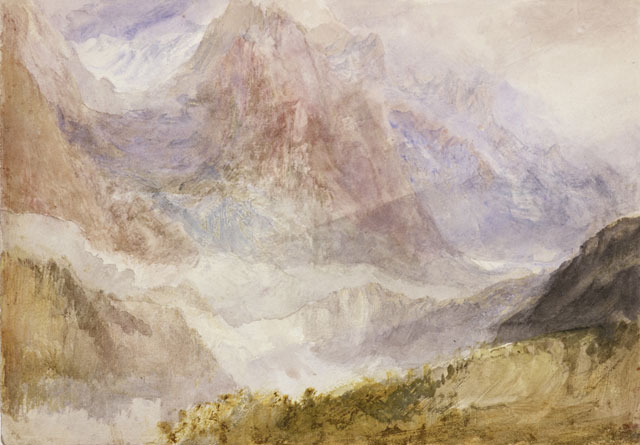 JMW Turner (1775-1851). Monte Rosa (or the Mythen, near Schwytz), about 1836. Watercolour on paper, 24.3 x 33.9 cm. Collection: Scottish National Gallery, Henry Vaughan Bequest 1900. Photo: © National Galleries of Scotland | Antonia Reeve.