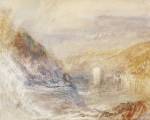 JMW Turner (1775-1851). Falls of the Rhine at Schaffhausen, Side View, about 1841. Watercolour, bodycolour, pen and ink detail and scraping on paper, 23 x 28.6 cm. Collection: Scottish National Gallery, Henry Vaughan Bequest 1900. Photo: Antonio Reeve.
