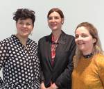 Helen Beard, Sadie Laska and Boo Saville talking to Studio International at their exhibition True Colours at Newport Street Gallery, London, 12 June 2018. Photograph: Martin Kennedy.