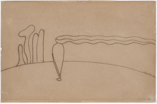 Tarsila do Amaral. Study for Composition (Lonely figure) III [Estudo de Composição (Figura só) III], 1930. Ink on paper, 8 11/16 x 13 in (22 x 33 cm). The Museum of Modern Art, New York. Gift of Max Perlingeiro through the Latin American and Caribbean Fund. © Tarsila do Amaral Licenciamentos.