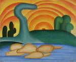 Tarsila do Amaral. Setting Sun (Sol poente), 1929. Oil on canvas, 21 1/4 x 25 9/16 in (54 x 65 cm). Private collection, Rio de Janeiro. © Tarsila do Amaral Licenciamentos.