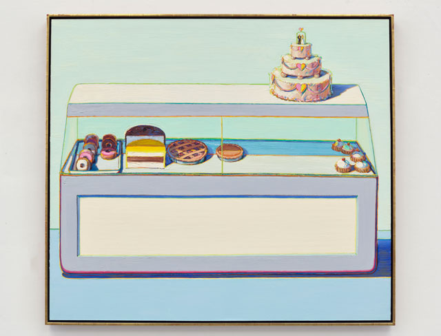 Wayne Thiebaud. Bakery Case, 1996. Oil on canvas, 60 x 72 in (152.4 x 182.9 cm). © Wayne Thiebaud/DACS, London/VAGA, New York 2017.