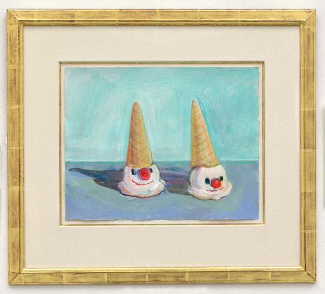 Wayne Thiebaud. Clown Cones, 2000. Acrylic and gouache on paper, 10 1/4 x 14 1/4 in (26 x 36.2 cm). © Wayne Thiebaud/DACS, London/VAGA, New York 2017.