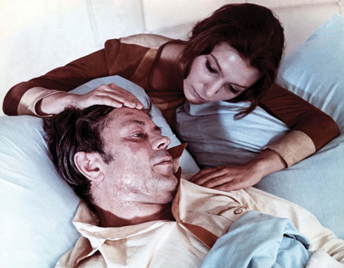 Still from Solaris. Natalya Bondarchuk as Hari and Donatas Banionis as Kris Kelvin. 1972.