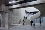 Tate Modern Switch House, interior view of concrete spiral staircase, level 0.