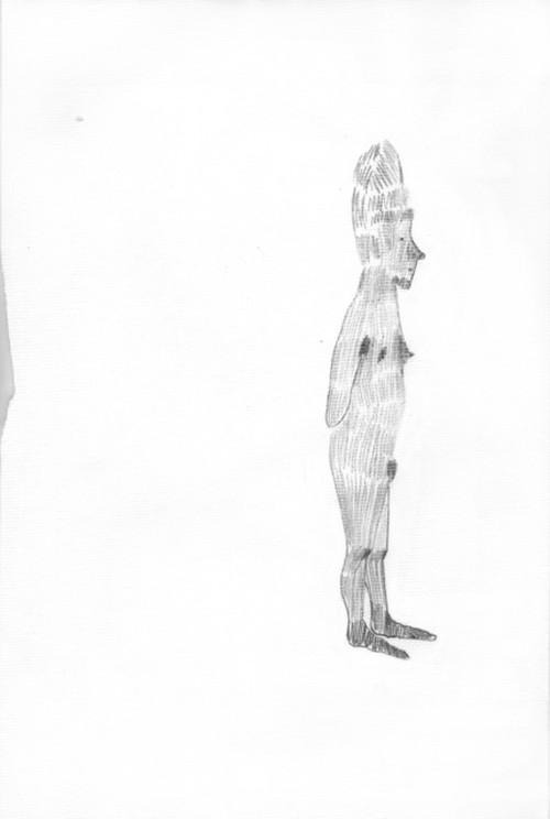 Rosemarie Trockel. I feel something, 1995. Graphite on paper, 31.5 × 21 cm.