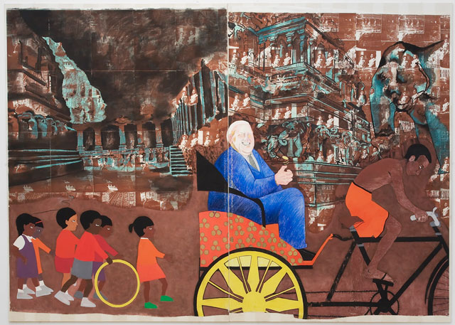 Sutapa Biswas. Pied Piper of Hamlyn – Put Your Money where your mouth is, 1987. Sutapa Biswas' work is featured courtesy of the artist and Arts Council Collection. Photograph: Andy Keate.