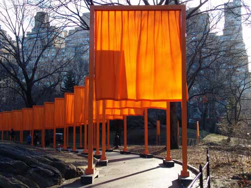 Christo. The Gates: Central Park, New York, 1979-2005, installation view, 2013. Photo: Miguel Angel