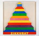 Joe Tilson. Zikkurat 3, 1967. Oil and acrylic on wood relief, 216 x 216 cm/85 x 85 in.