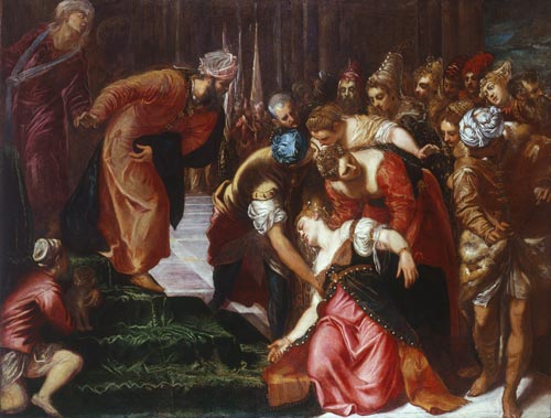 Jacopo Tintoretto. <em>Esther before Anhasuerus, </em>c.1546–1547. Oil on canvas, 207.7 cm x 275.5 cm. Royal Collection © 2007, HM Queen Elizabeth II.