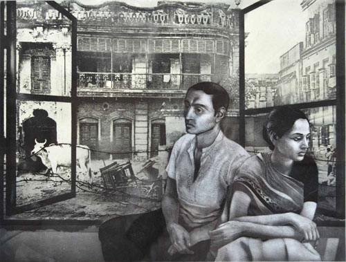 Anupam Sud. Dialogue, 1984. Etching on paper, 49 x 64 cm.