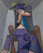 Pablo Picasso. Portrait de femme (Dora Maar), 1942. Oil on panel, 39 1/8 x 31 3/4 in (99.3 x 80.6 cm). Wexner Family Collection © 2014 Estate of Pablo Picasso / Artists Rights Society. (ARS), New York.